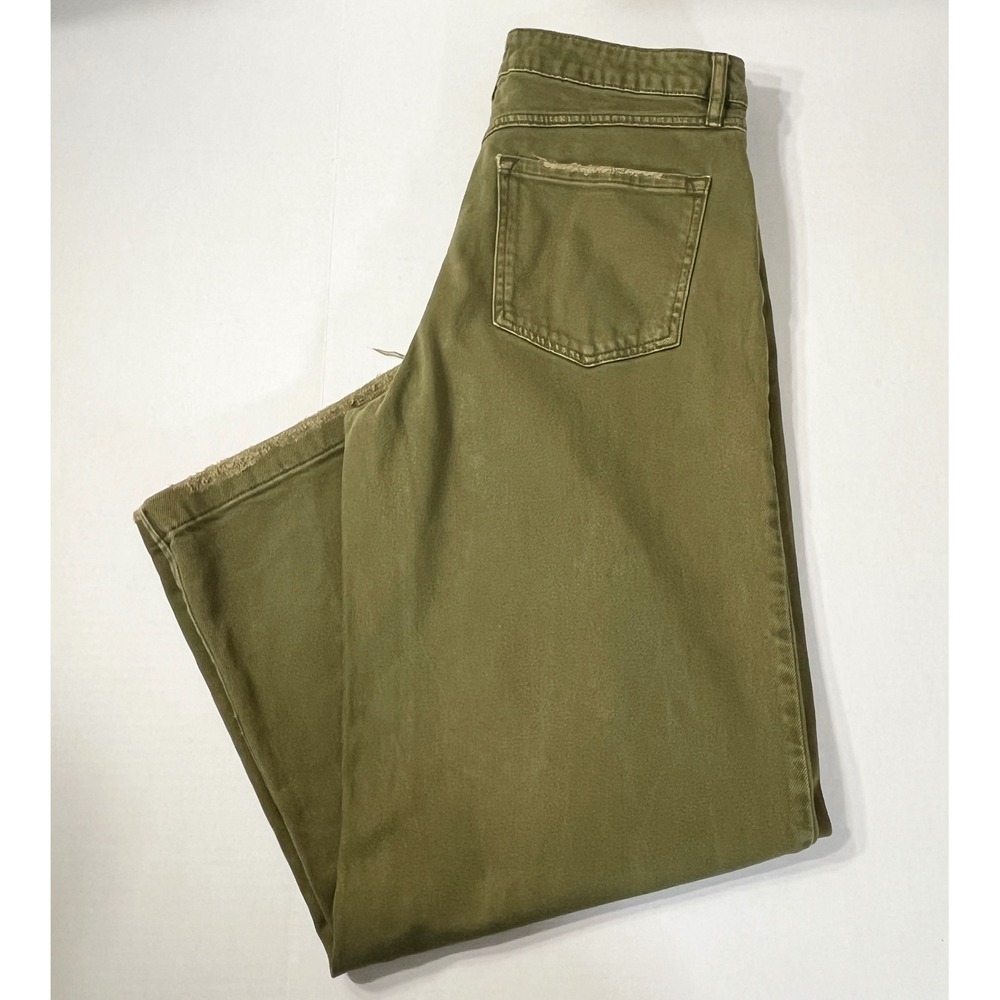 Forever 21 Premium Wide Leg Jeans Women's 29 Olive Green Mid Rise Granola Girl